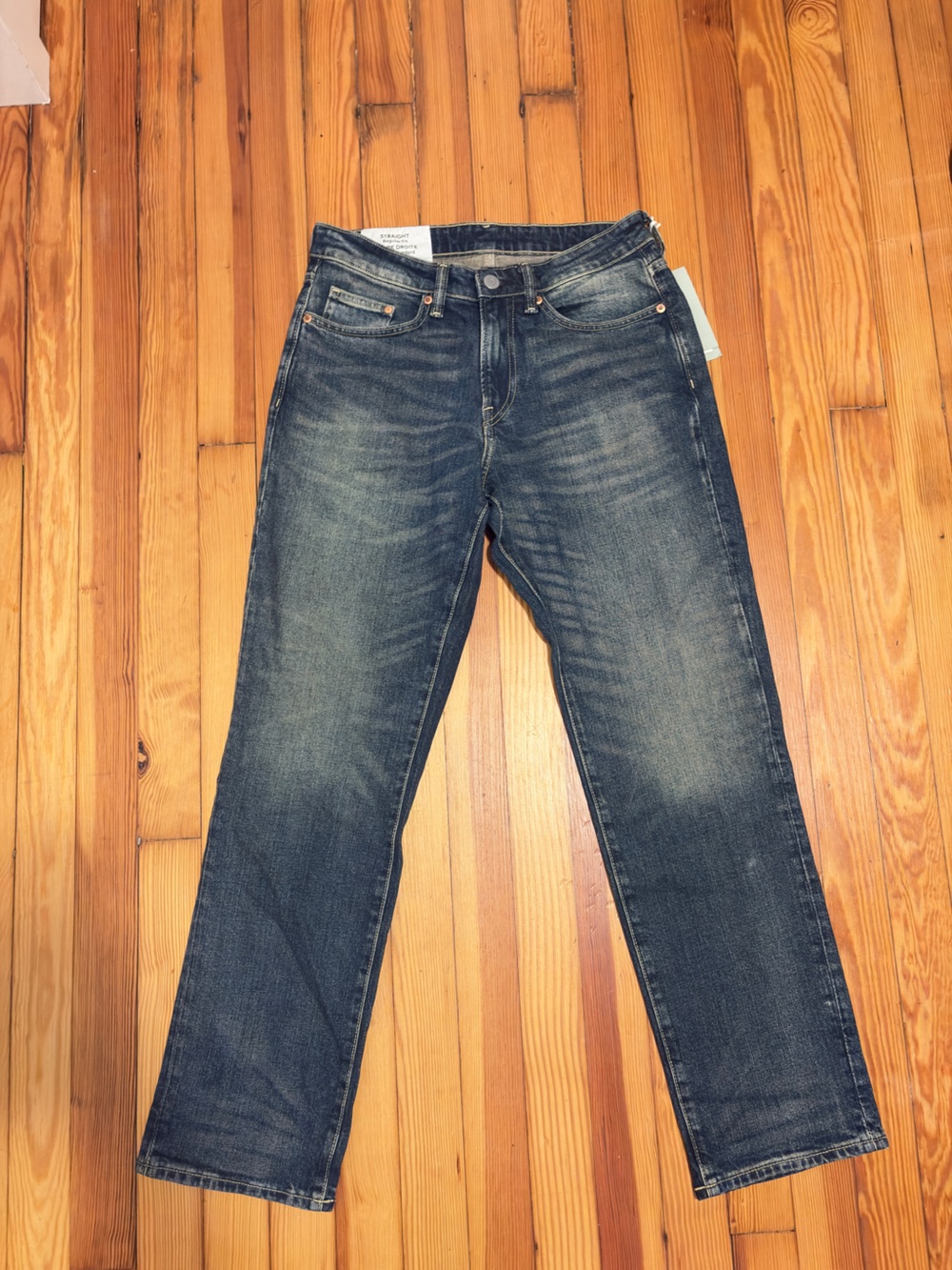 H&M Men's Washed Blue Straight Jeans
